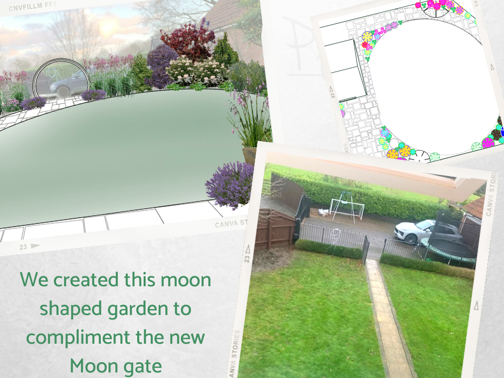 Circula lawn and moon gate garden design Circula lawn and moon gate garden design