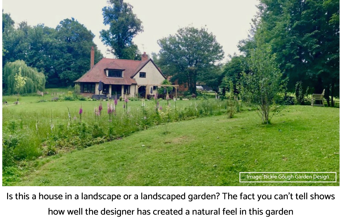 Large garden design tips use the contours to create a natural feel