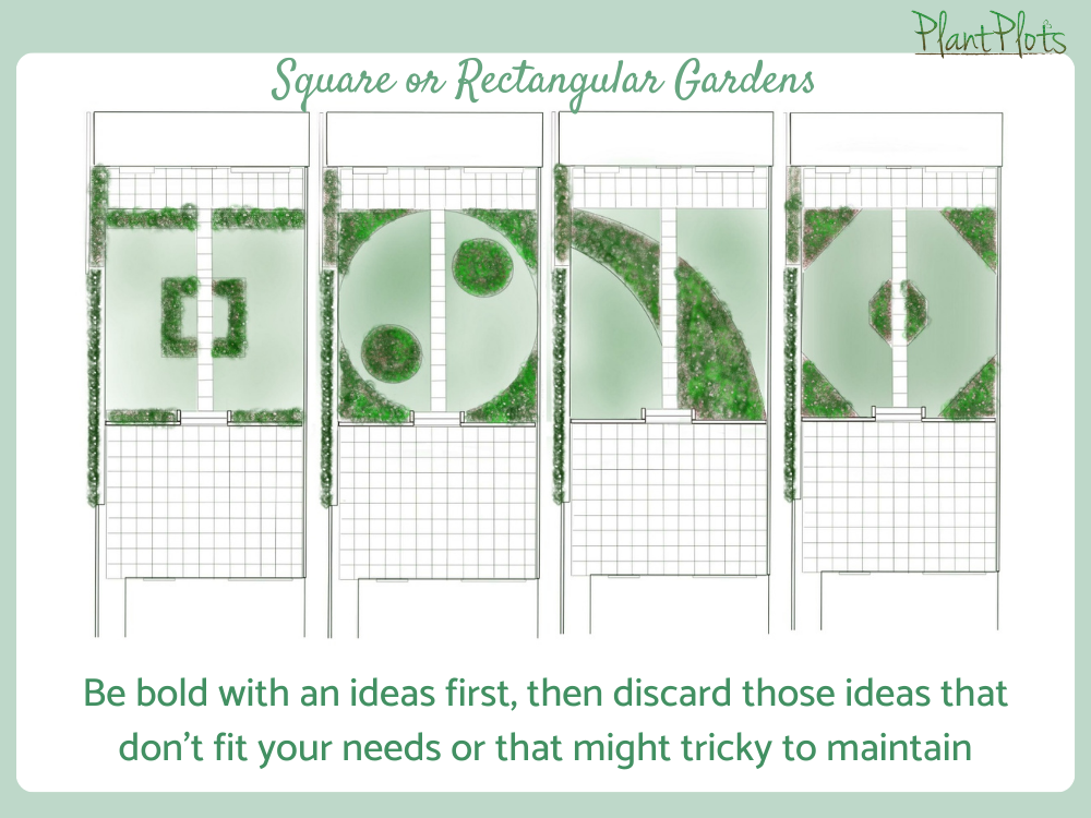 Square rectangular garden design layout and ideas PlantPlots Square rectangular garden design layout and ideas PlantPlots