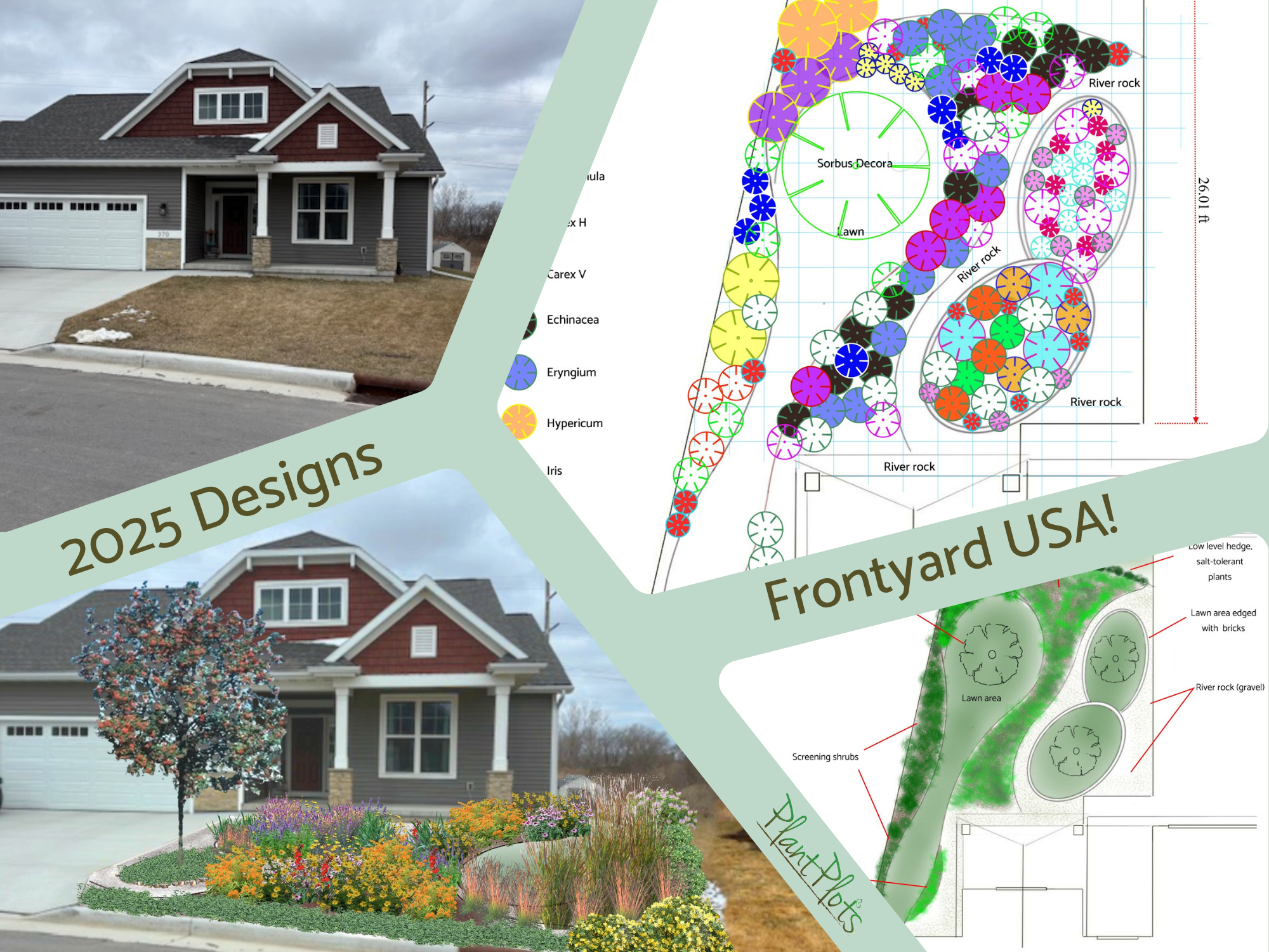 Frontyard natural planting scheme by PlantPlots Frontyard natural planting scheme by PlantPlots